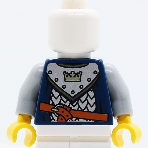 Castle Fantasy Era Scale Mail, Crown on Collar Pattern / Light Bluish Gray Arms / Yellow Hands