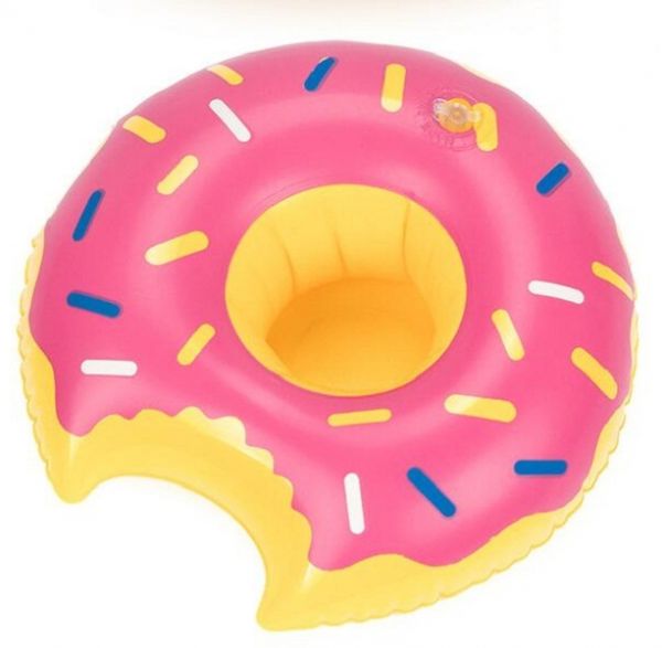 ที่วางแก้วเป่าลม โดนัท สีชมพู Inflatable Donut Pink Cup Holder