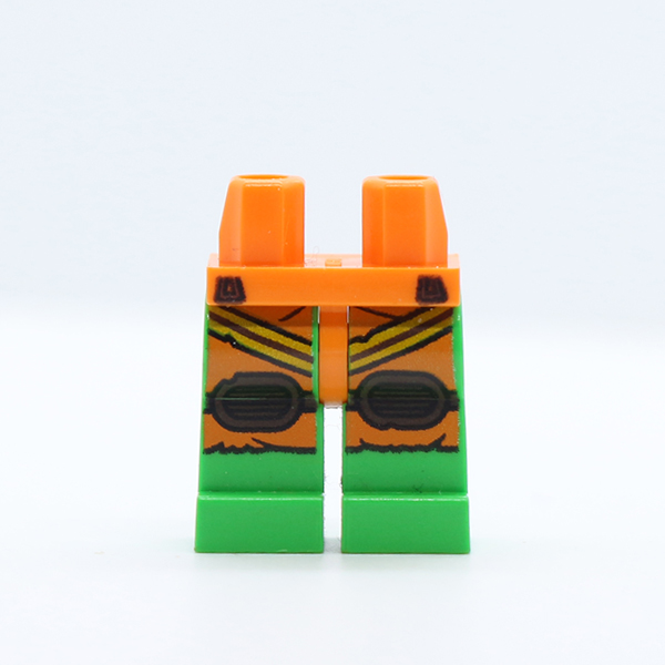Hips and Bright Green Legs with Orange Jumpsuit, Harness and Brown Knee Pads Pattern