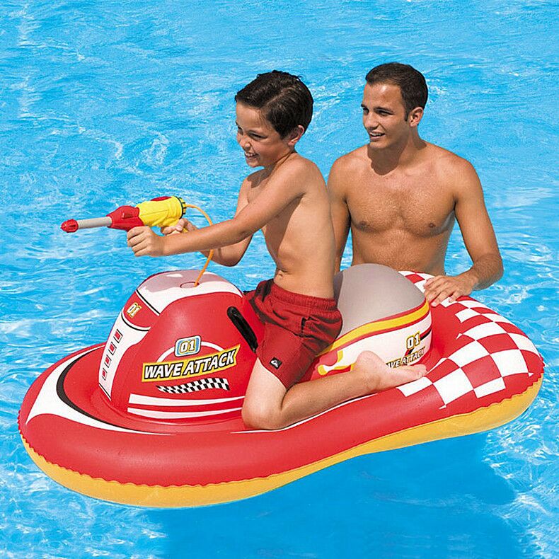 ฺBestway แพยางเจ็ทสกี พร้อมปืนฉีดน้ำในตัว สีแดง Inflatable Bestway Jetski with Water Gun Pool Float