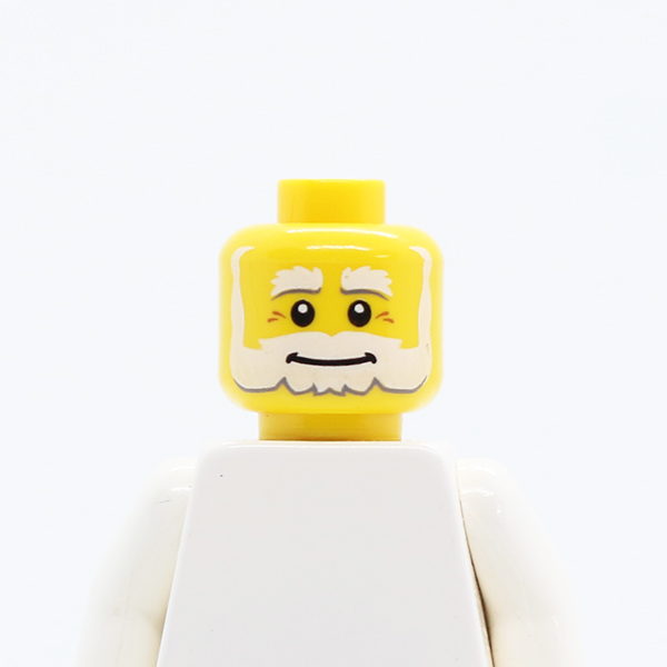 CS04 Beard White, Bushy Eyebrows, Smile, White Pupils Pattern - Blocked Open Stud