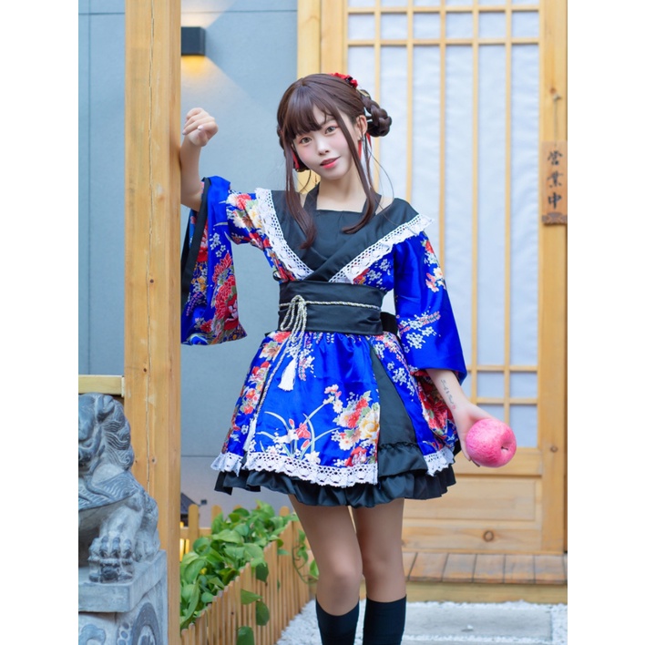 ชุดกิโมโน เปิดไหล่สกีนลายดอก🏍️💨 ส่งไว จากไทย