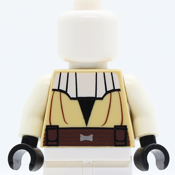 SW Jedi Robe, Dark Brown Belt, White Collar Pattern / White Arms / Black Hands