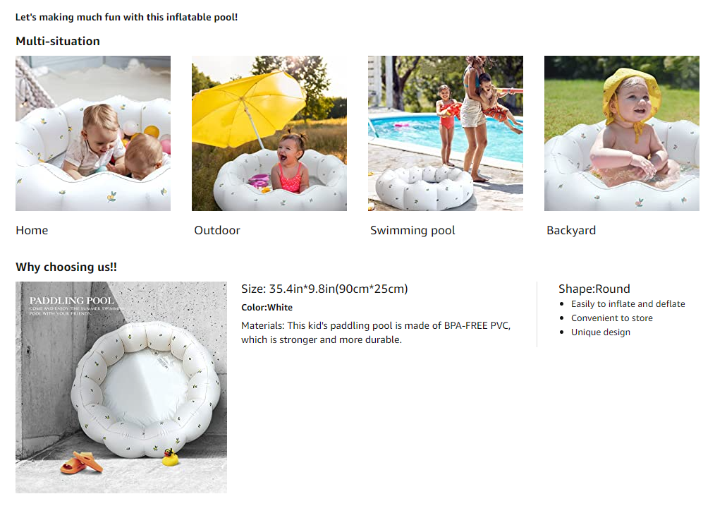 แพเป่าลมเด็กทรงกลมตกแต่งลายผลไม้ Inflatable Baby Paddling Pool