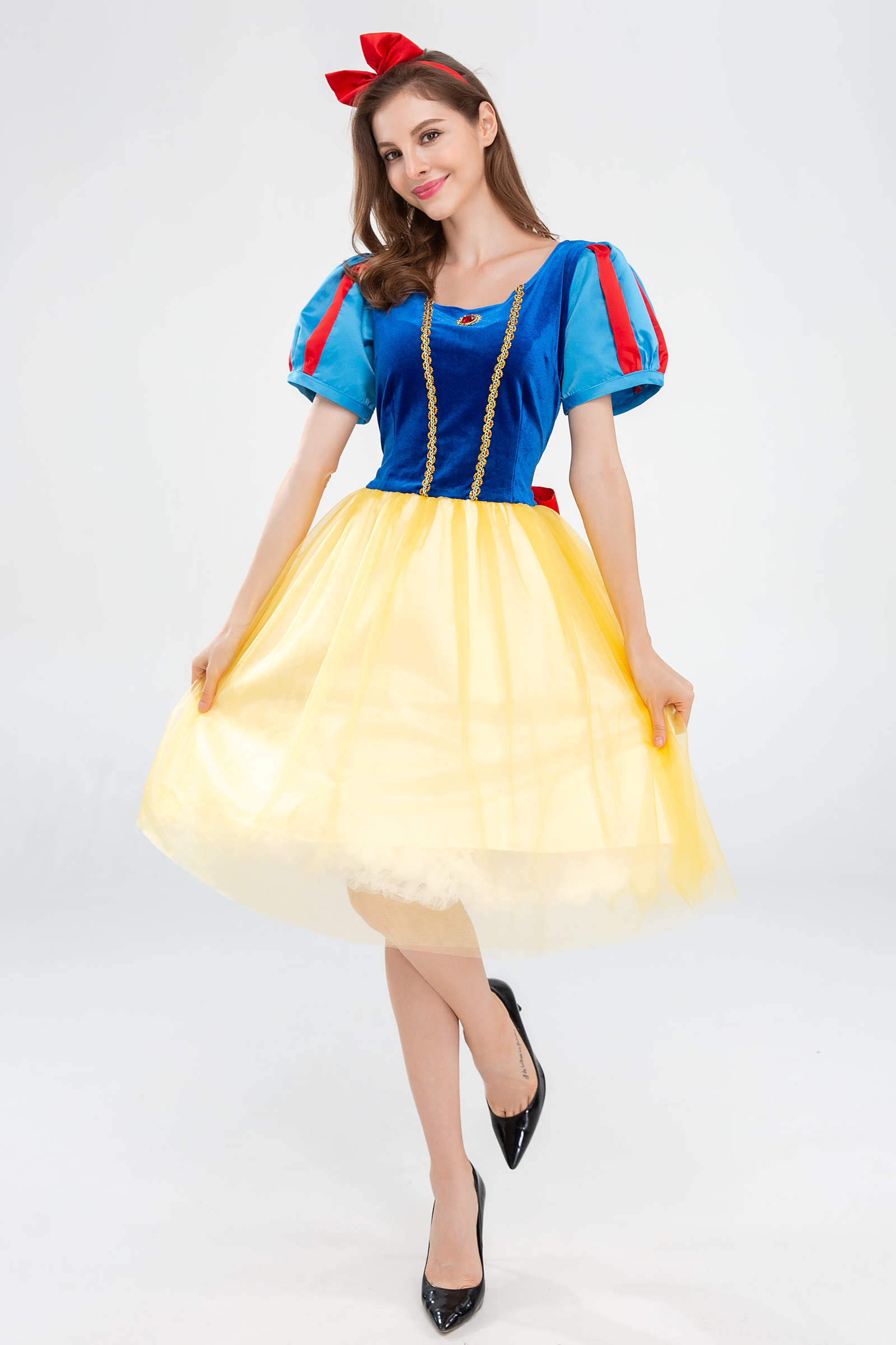 ชุดเจ้าหญิงสโนว์ไวท์ สโนว์ไวท์ แบบสั้นกระโปรงสองชั้น 🏍️💨 ส่งไวจากไทย