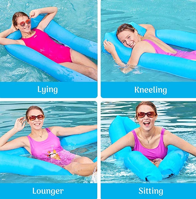 แพลมลอยน้ำ พกพาสะดวก ไม่ต้องใช้ที่สูบ Inflatable Pool Floats Portable Floating Lounger Chair Water Hammock No Pump
