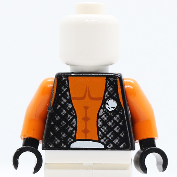 SP Alien with Orange Skin and Black Open Vest with Alien Head on Front and Back Pattern / Orange Arms / Black Hands