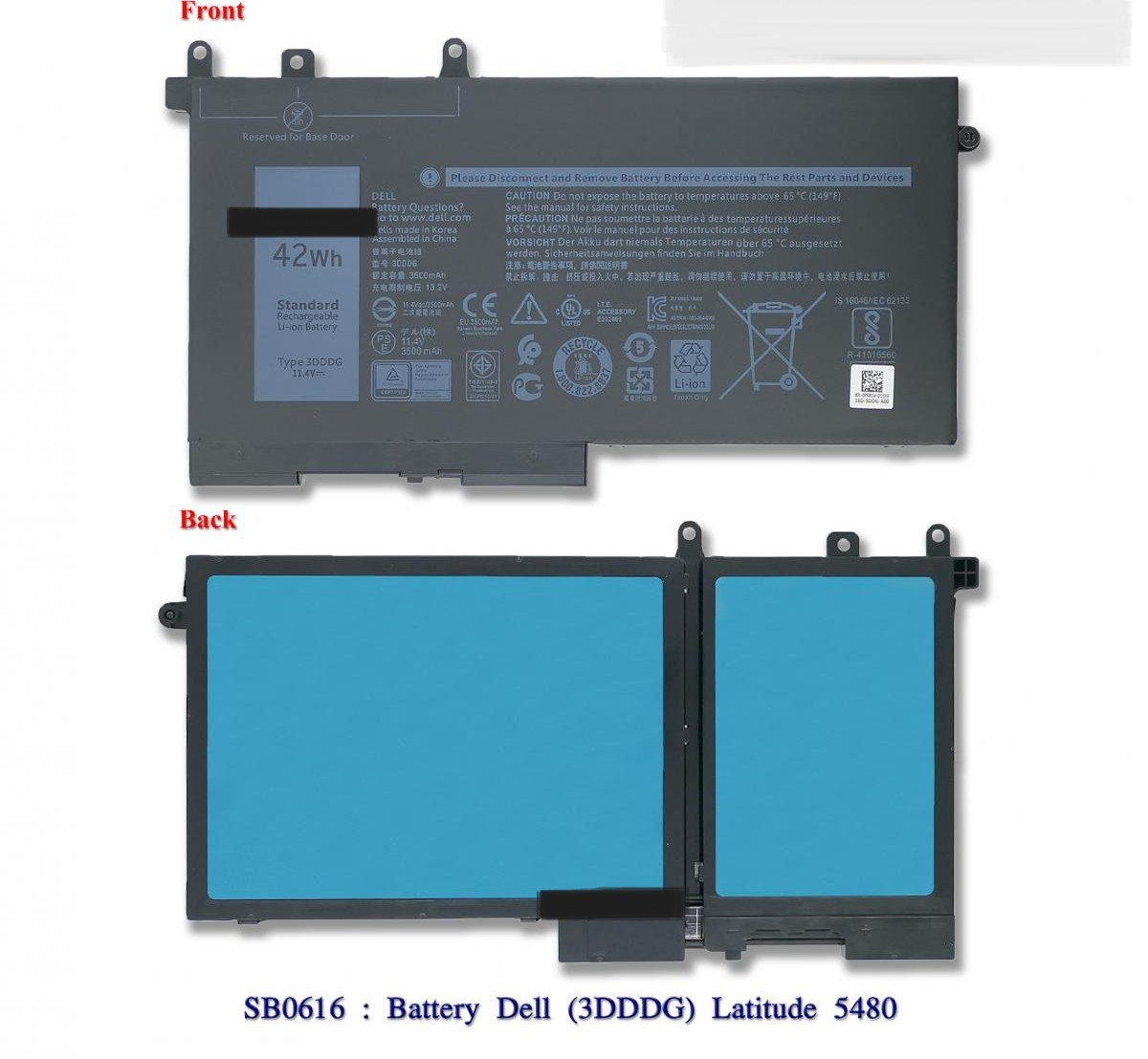 SB0616 - BatteryDell(ORG)(3DDDG)Latitude5480,5580,5280,5488,5290,5490,5590