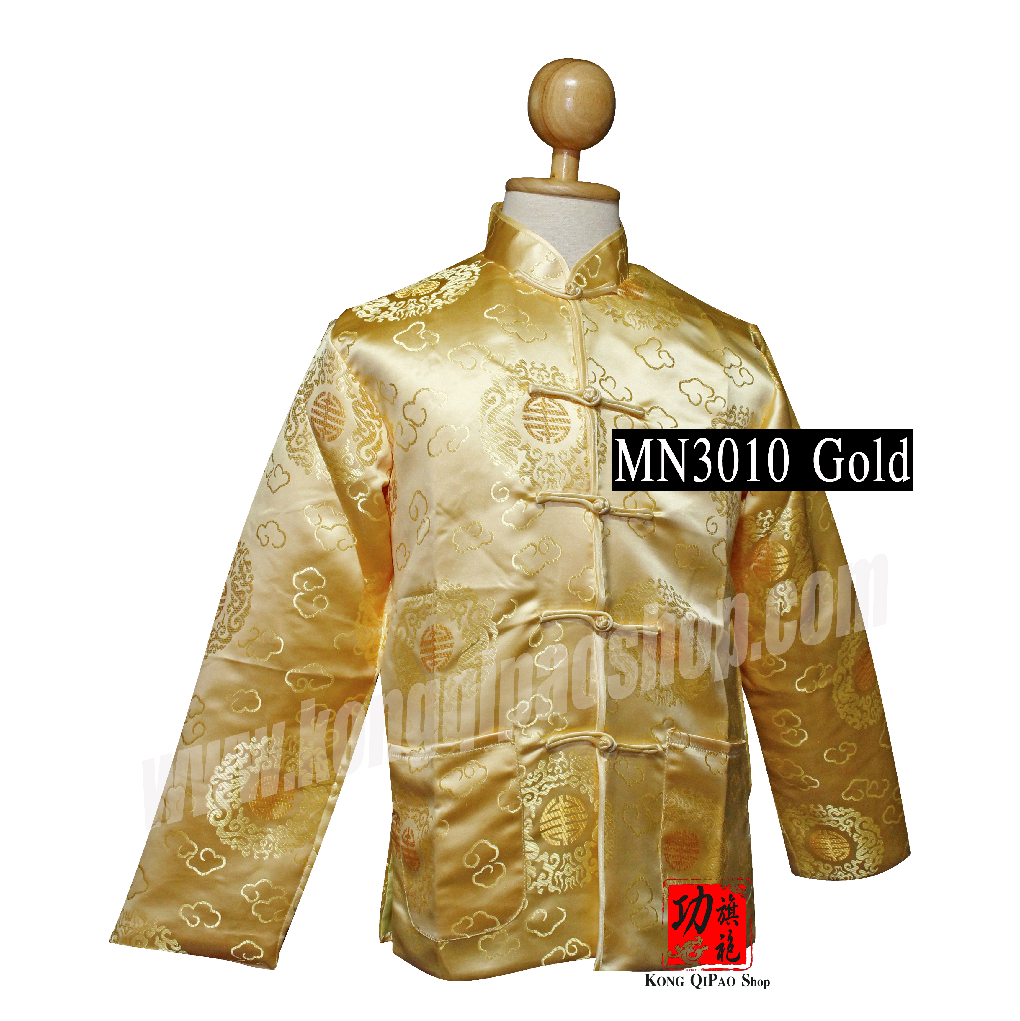 MN3010 เสื้อจีนผู้ชาย แขนยาว ลายเมฆ