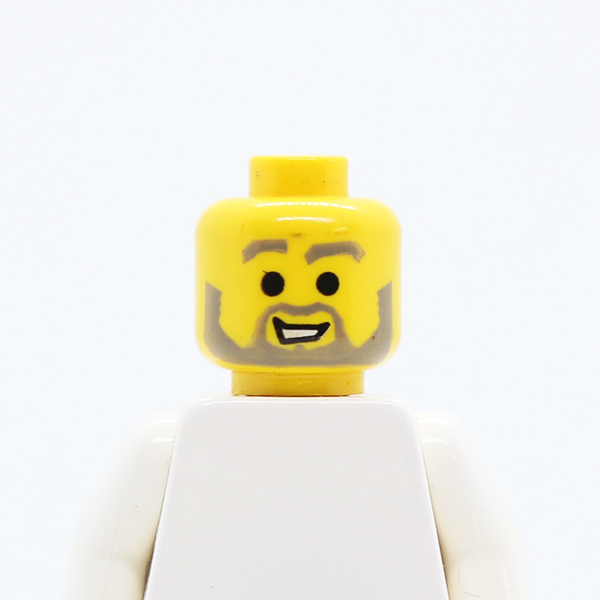 Beard, Raised Gray Eyebrows and Open White Mouth, Black Pupils Pattern - Blocked Open Stud
