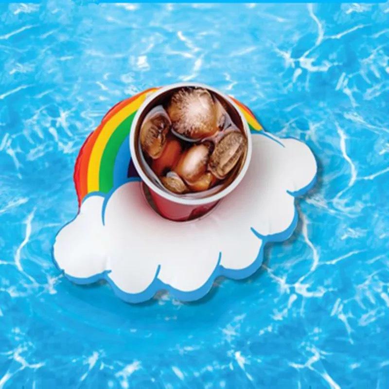 ที่วางแก้วเป่าลม ก้อนเมฆสายรุ้ง Inflatable lovely Rainbow Holder