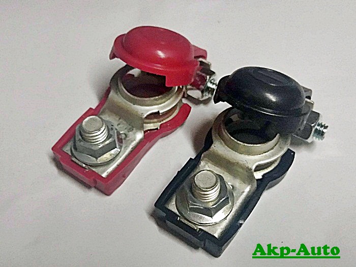 Phyllis ขั้วแบตเตอรี่รถยนต์ มียางหุ้มกันช็อต 1 คู่ บวก/ลบ (ขั้วใหญ่)