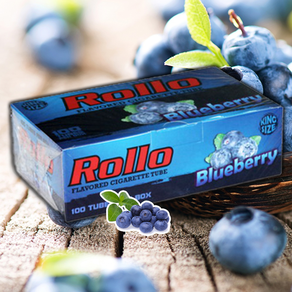 ก้นกรองเปล่า Rollo มวนร้อน 100 มวน ( กลิ่นบลูเบอรี่ )