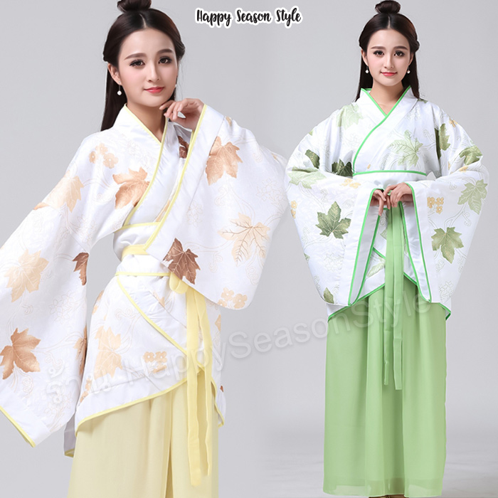 ชุดจีน ชุดจีนกำลังภายใน เสื้อลายดอกกระโปรงสีพื้น แถมปิ่น และ tattoo