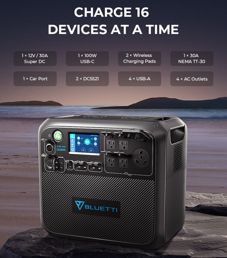 Bluetti AC200MAX Portable Power Station ความจุ 640,000mAh/2,048Wh/2,200W