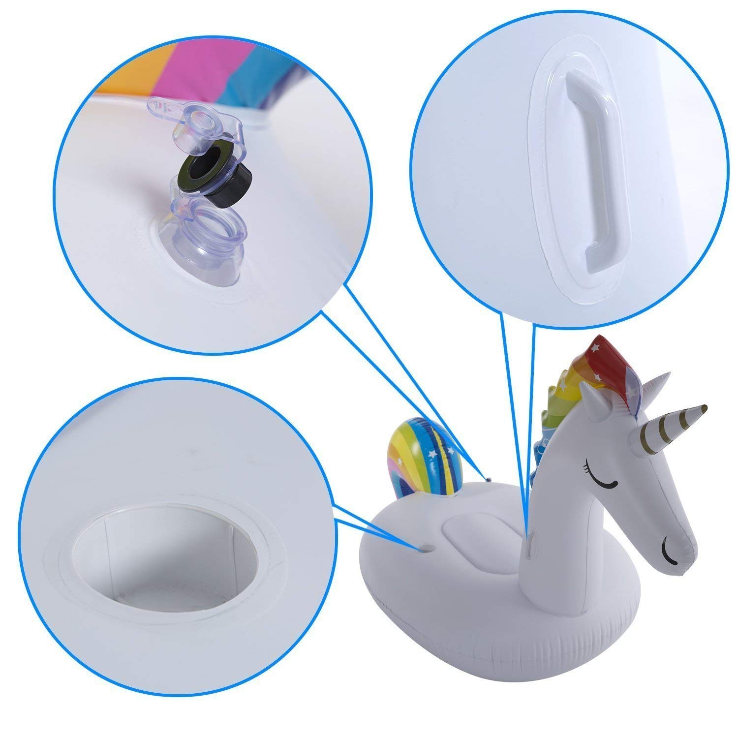 ห่วงยางยูนิคอร์นตกแต่งลายดาวพร้อมที่วางแก้ว Inflatable Star Unicorn Pool Float