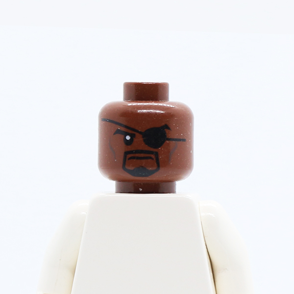 Male Eyepatch without Reflection, Black Goatee and Cheek Lines Pattern (Nick Fury) - Hollow Stud