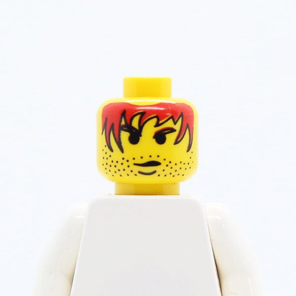 Male Red Hair with Black Outline, Stubble Pattern - Blocked Open Stud