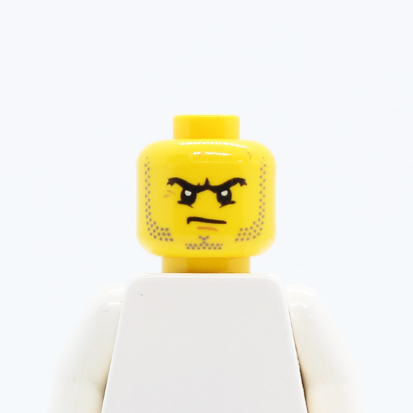 Beard Stubble, Black Angry Eyebrows and Scowl, White Pupils Pattern - Hollow Stud
