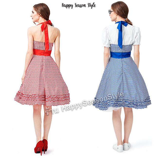 ชุดมาริลีน มอนโร ลายสก๊อต วินเทจ ย้อนยุค (มีหลายสี)