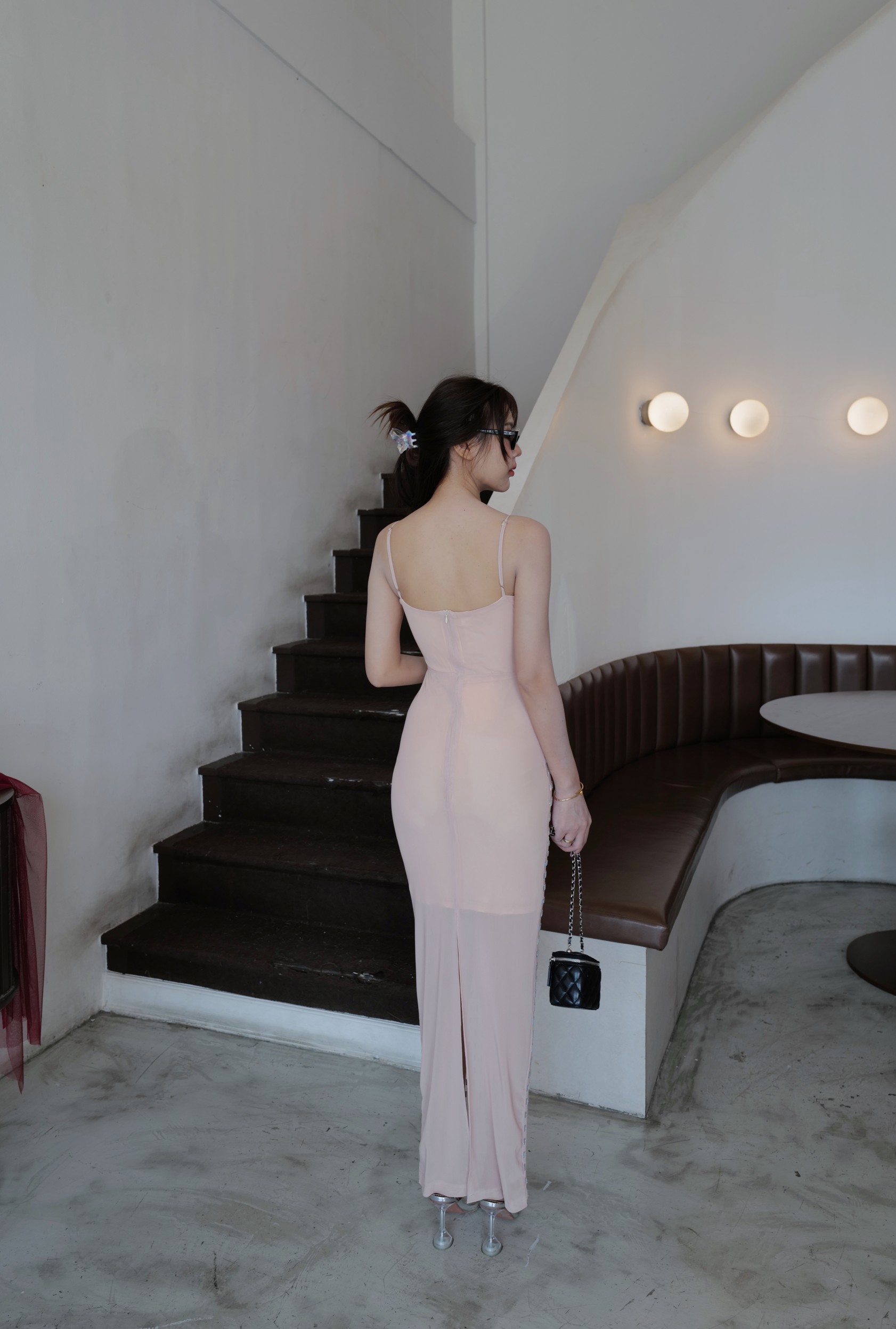 #9818 เดรสยาวสายเดี่ยสเพชร ที่เกินคำว่าสวย โช๊ะ ปัง หปมากกกกก ตัวนี้เป็นงานเพชรเหลี่ยม intuon
