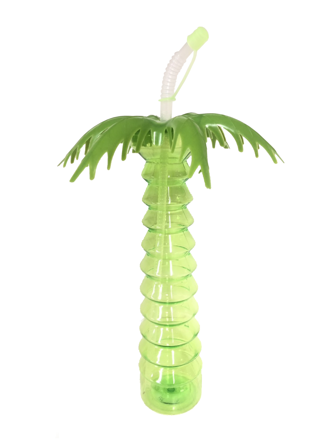 กระบอกน้ำพลาสติก ต้นมะพร้าว พร้อมหลอด Coconut Palm Cup With Straw