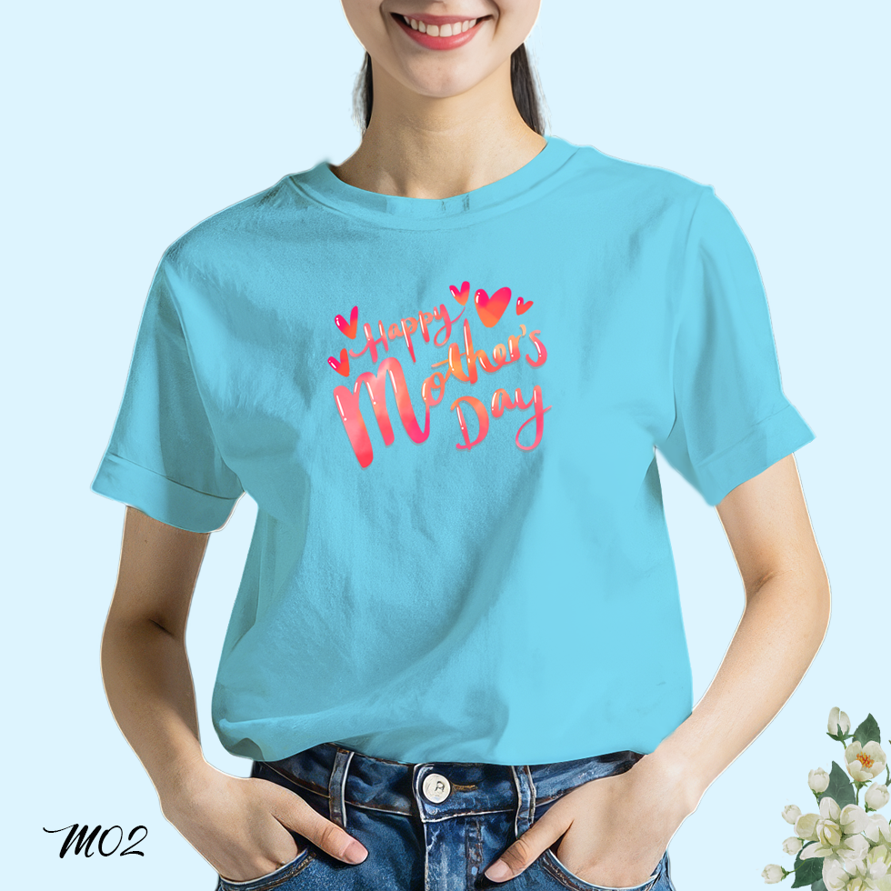 เสื้อวันแม่ สกรีนลาย Happy Mother's Day M02 เนื้อผ้าโพลีเอสเตอร์100% นุ่มใส่สบาย