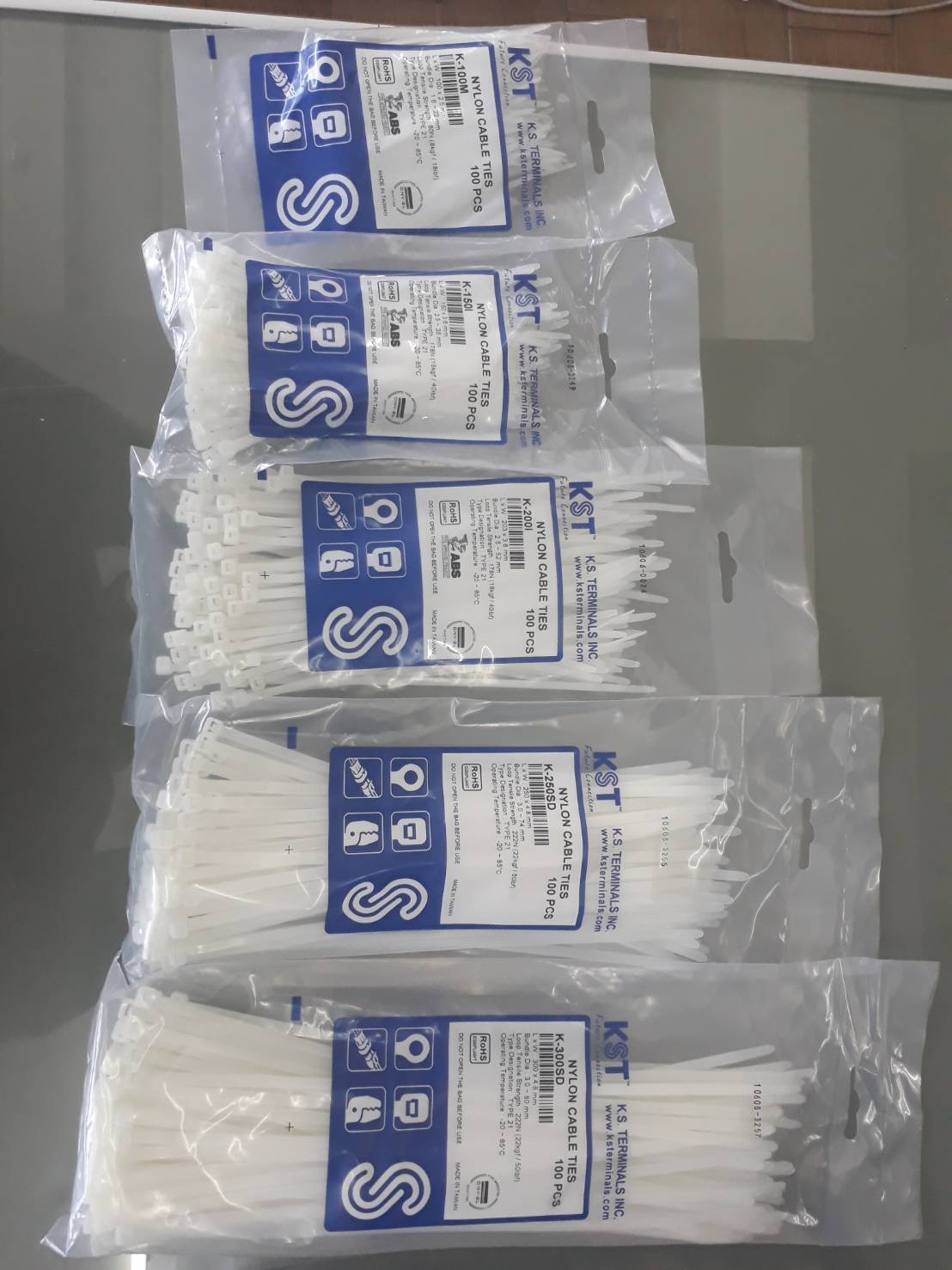 เคเบิ้ลไทร์ KST 4 นิ้วขาว 100*2.5มม 100PCS