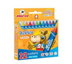 สีเทียน ตราม้า 12สี ขนาดกลาง (ขายยกโหล12กล่อง)