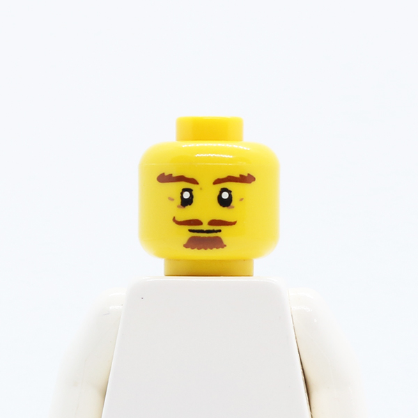CS13 Beard Brown, Goatee, Curly Moustache, Bushy Eyebrows, Thin Smile Pattern - Hollow Stud