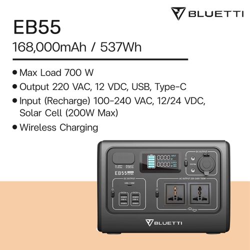 Bluetti EB55 Portable Power Station ความจุ 700W/537Wh