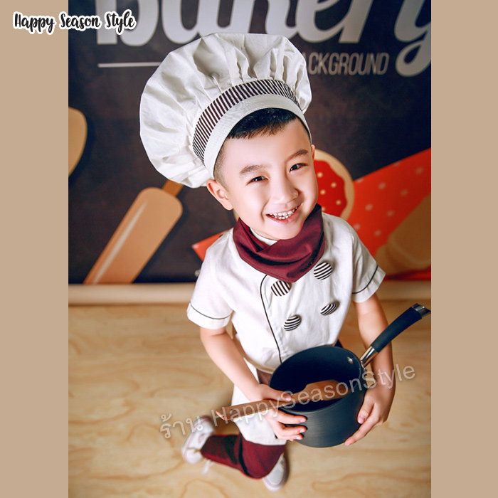 ชุดแฟนซีเด็ก ชุดเชฟ กุ๊กเด็ก พ่อครัวเด็ก ชุดเชฟเด็ก Chef ใส่ได้ทั้งเด็กผู้หญิง ผู้ชาย ธีมอาชีพในฝัน