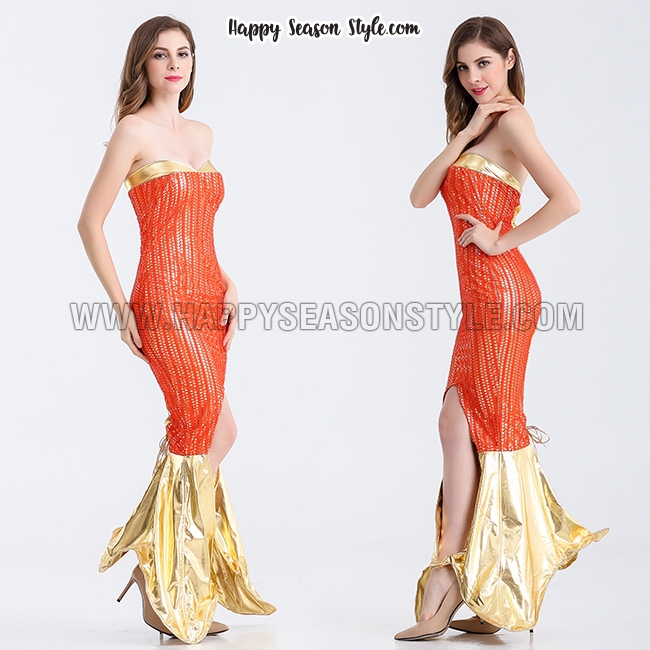 ชุดนางเงือก mermaid สีส้ม ปลาทอง