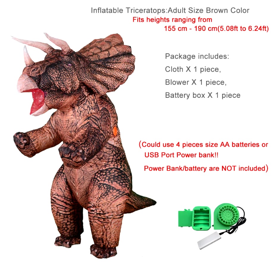 ชุดมาสคอตไดโนเสาร์ ไทรเซราทอปส์ (triceratops)เป่าลม ชุดแฟนซี ชุดคอสเพลย์เป่าลม ขนาด BIG SIZE สำหรับส่วนสูง 155-190 ซม.