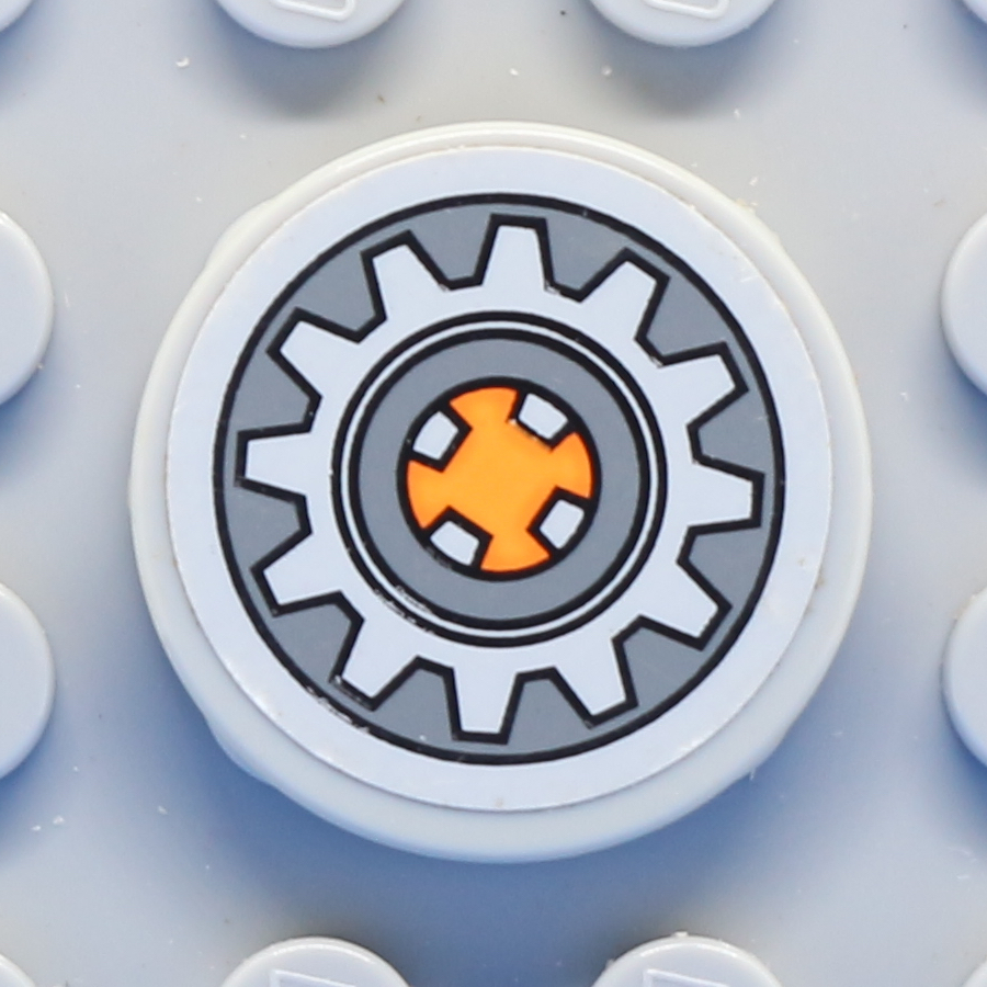 Tile, Round 2 x 2 with Cog Wheel Pattern (Sticker) - Set 9444