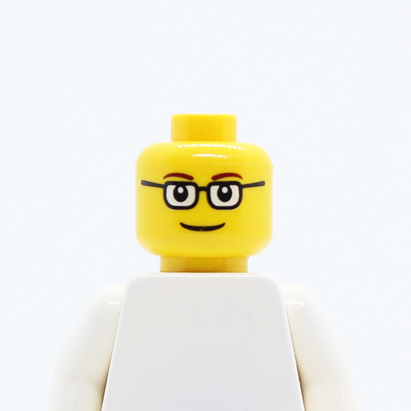 Glasses Rectangular, Red Thin Eyebrows, Smile Pattern