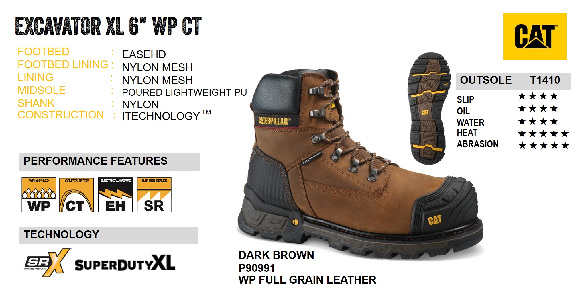 CAT ® Men's Excavator XL 6" Waterproof Composite Toe Work Boot P90991