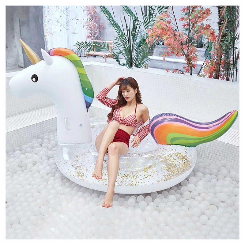 ห่วงยางยูนิคอร์น กลิตเตอร์ ขนาดใหญ่ Inflatable Giant Unicorn Glitter Pool Float
