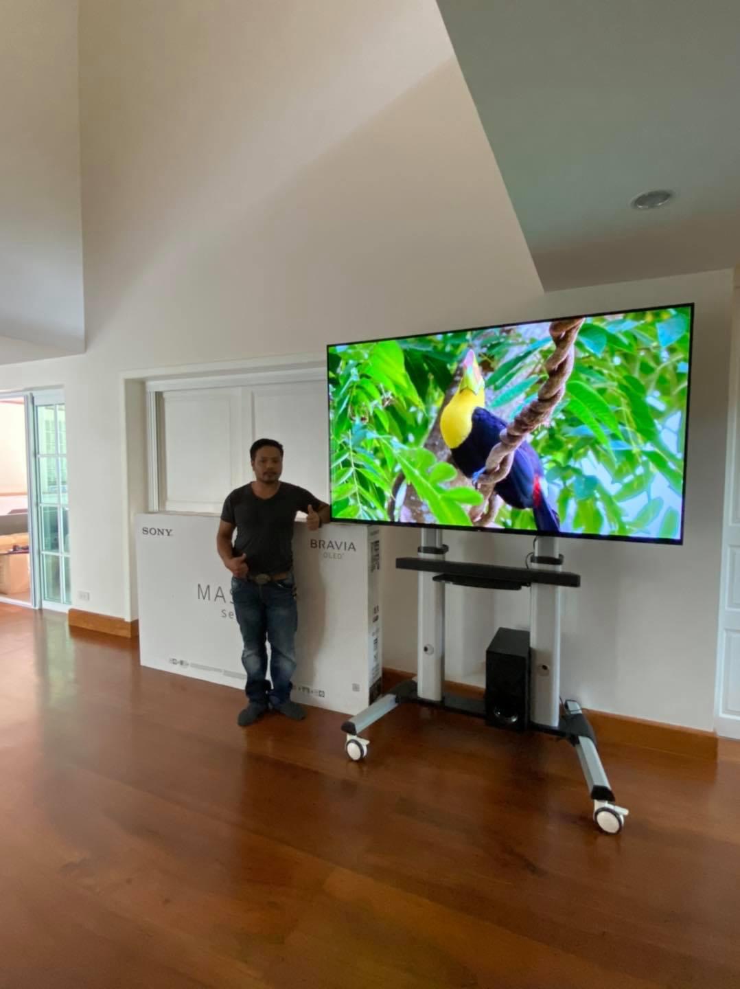 JMTVSTAND MT-F8200 ขาตั้งพื้นทีวีมีล้อเลื่อน(TV Stand) วัสดุ Aluminium อลูมิเนียม แบบล้อเลื่อนปรับสูง/ต่ำได้ 55"-98" นิ้ว{รับประกันสินค้า 3 ปี}0964746498