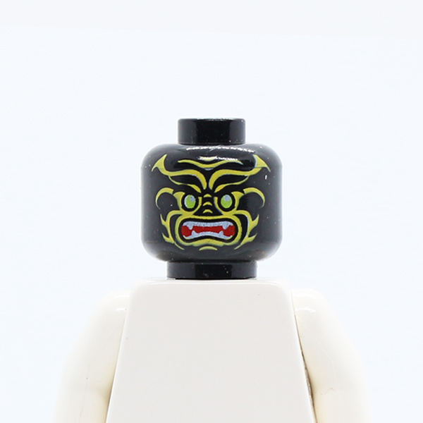 Alien with Lime Eyes, White Fangs, Yellow Face Decorations and Red Mouth Pattern - Hollow Stud