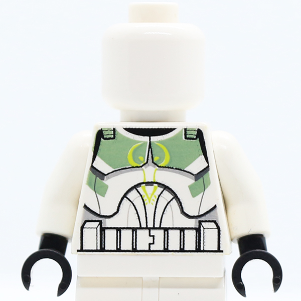 SW Armor Clone Trooper with Sand Green Markings Pattern (Clone Wars) / White Arms / Black Hands