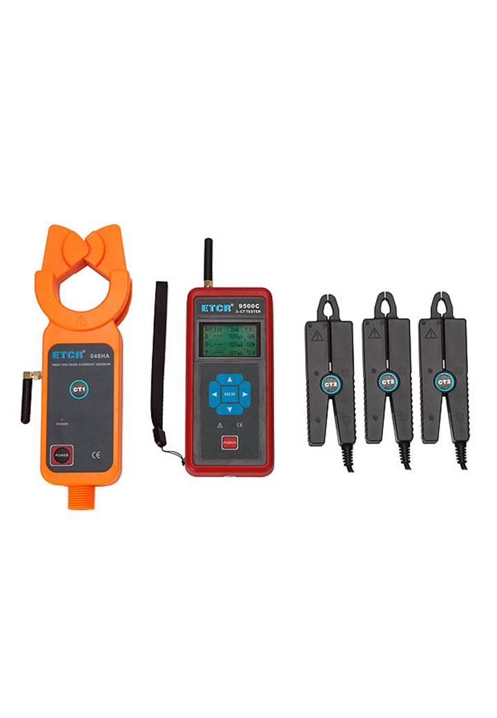 ETCR9500C-008 แคลมป์วัดอัตราส่วนหม้อแปลงไฟฟ้าแรงดันไฟสูง (Turn ratio) ชนิด 3 เฟส แบบแยกหน้าจอแสดงค่าผ่านการสื่อสารแบบไร้สาย (Three-Channel Wireless HV Transformation Ratio Tester)