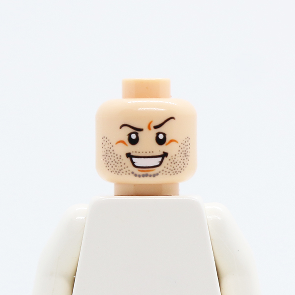 Beard Stubble, Arched Eyebrow, Evil Grin with Teeth Pattern - Blocked Open Stud