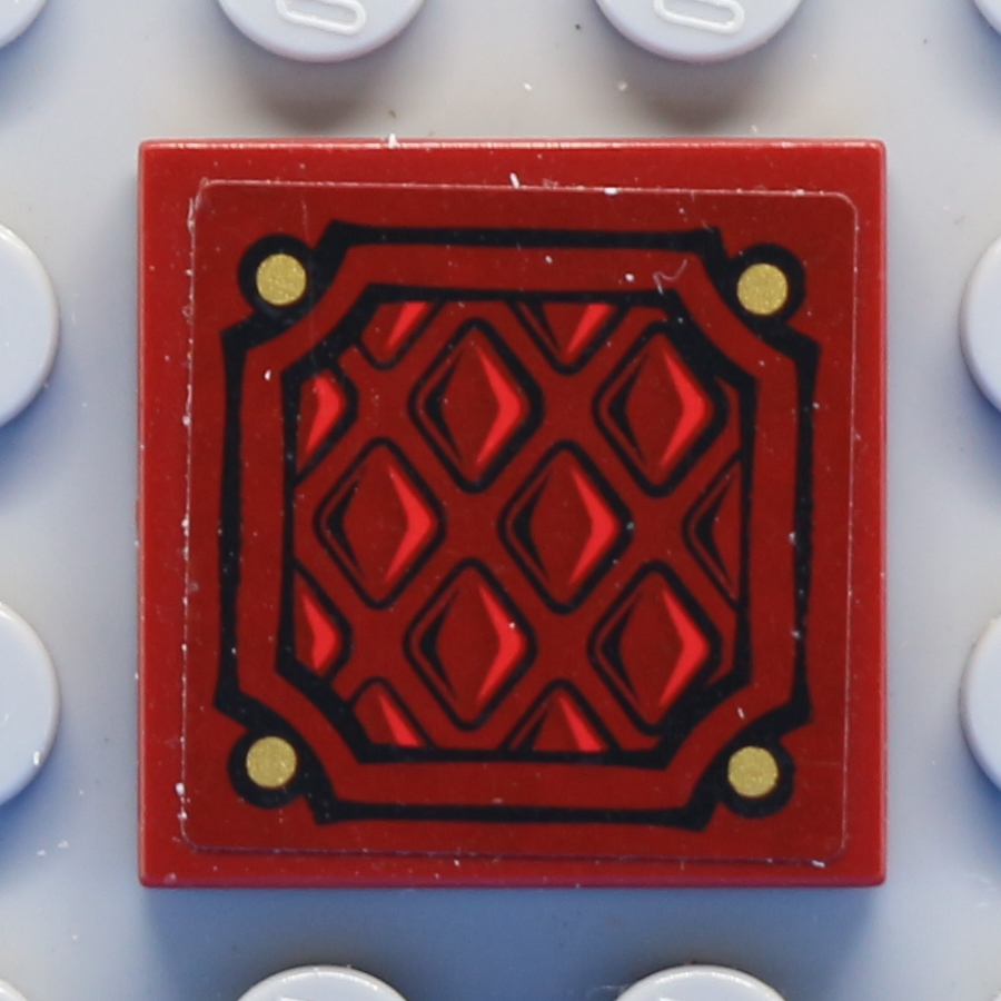 Tile 2 x 2 with Groove with Diamond Sheet Metal Pattern (Sticker) - Set 9448