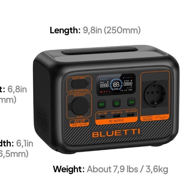 BLUETTI AC2P Portable Power Station | 300W 230.4Wh (25.6V/9Ah)