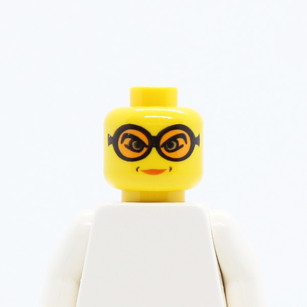 Female Glasses with Orange Goggles, Dimples around Lips Pattern