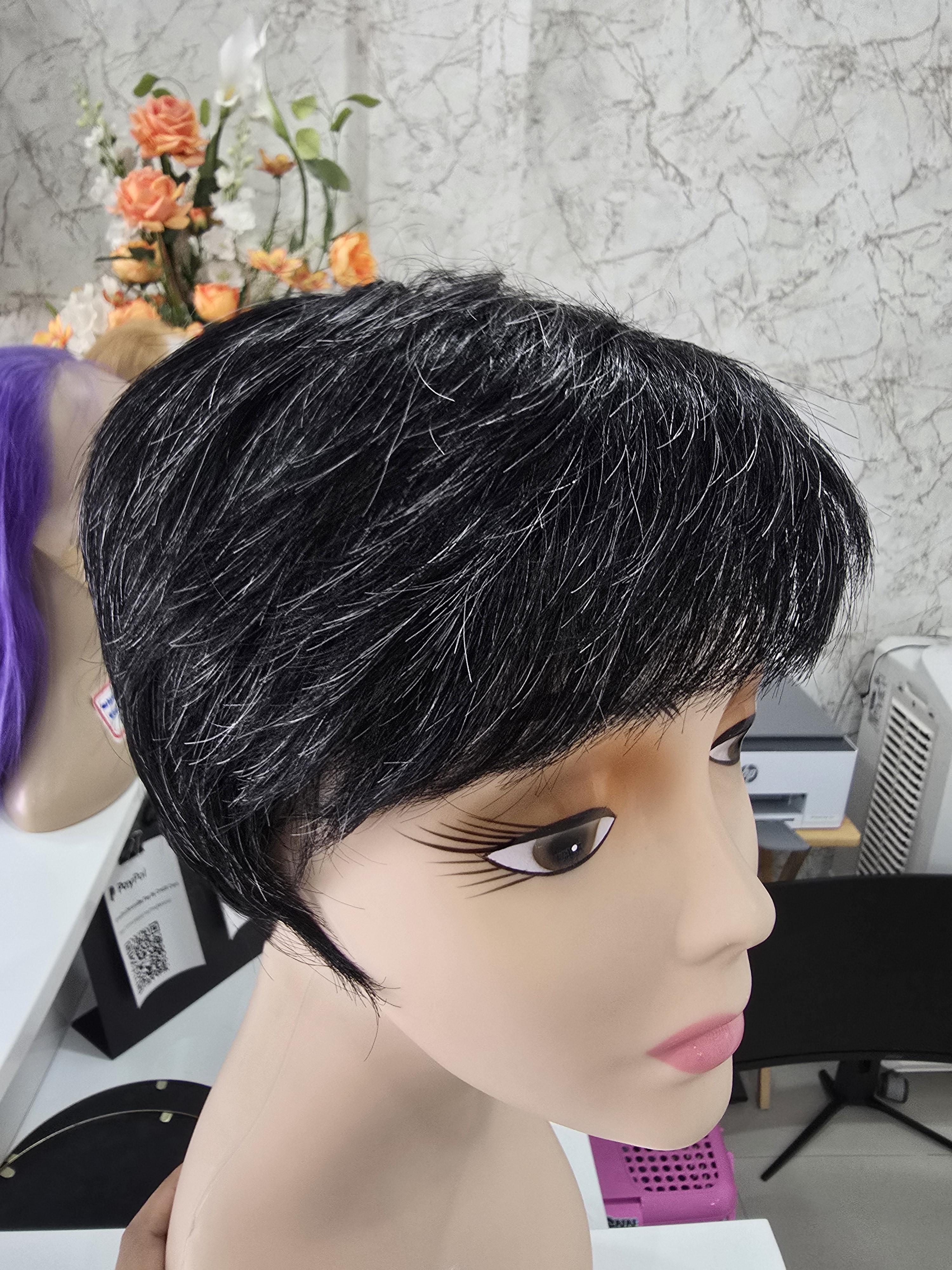 วิกผมหงอกผมขาว ผมแท้100% วิกผู้สูงอายุ คนแก่ ย้อมสีใหม่ได้ Human Hair Grey Wig for Old Women สำเนา