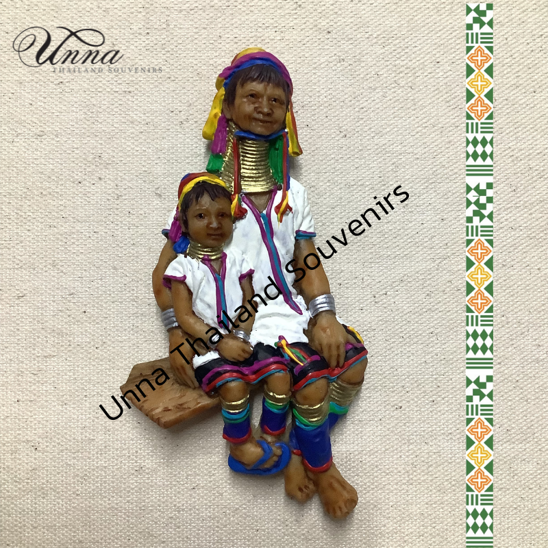 กะเหรี่ยงคอยาว ตุ๊กตาชาวเขา เป็นแม่เหล็ก ของฝาก ของที่ระลึกไทย Thailand souvenir fridge magnet