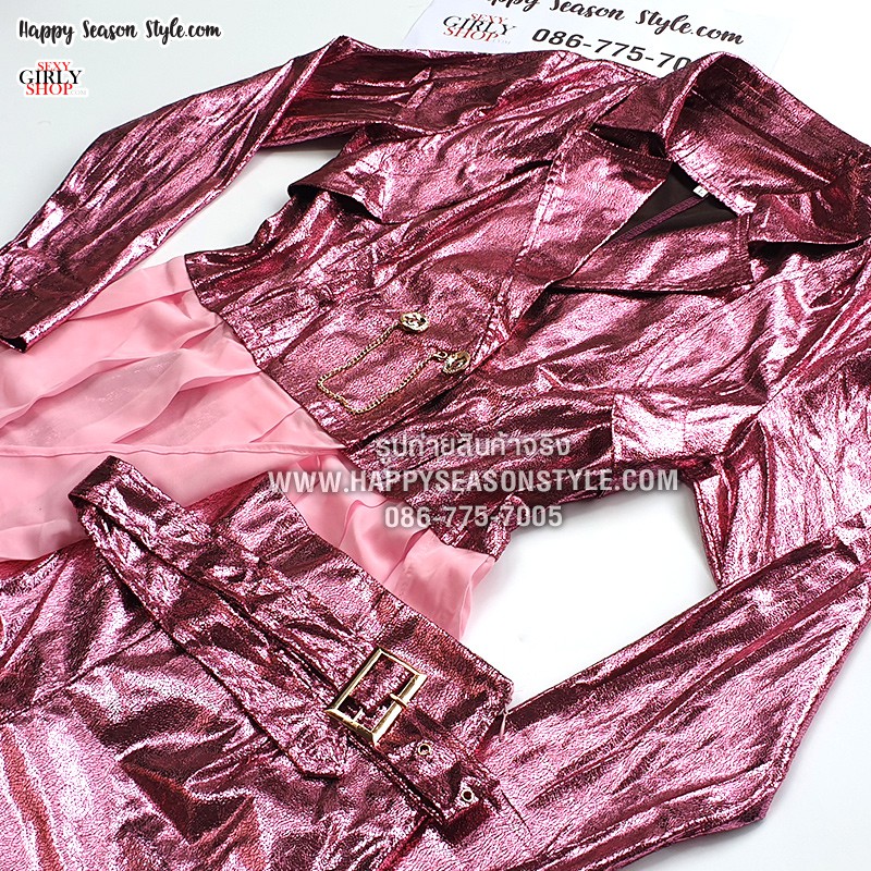 ชุดเชียร์ ชุดเชียร์ลีดเดอร์ ชุดเชียร์เมทาลิค ชุดสีเงินอมชมพู เมทาลิค แนวเกาหลีเกิร์ลกรุ๊ป วง HELLO VENUS