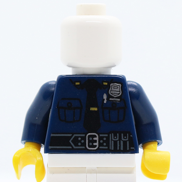 CS09 Police Shirt with Silver Badge, Pockets, Pen, Black Tie and Belt Pattern / Dark Blue Arms / Yellow Hands